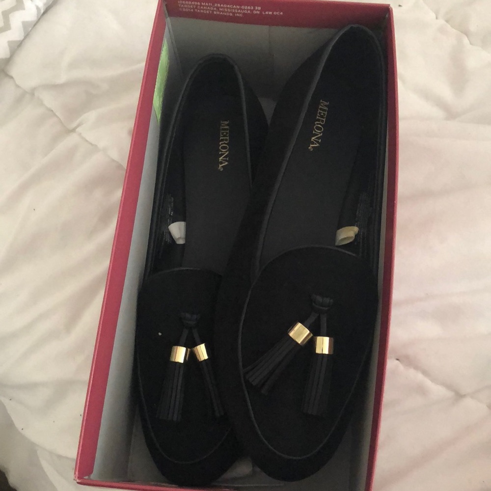 Black Merona brand loafers